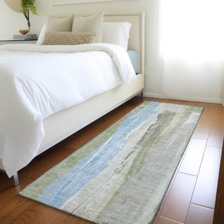 Piper Looms Chantille Abstract ACN1845 Olive Machine Washable Area Rug Runner Lifestyle Image Feature
