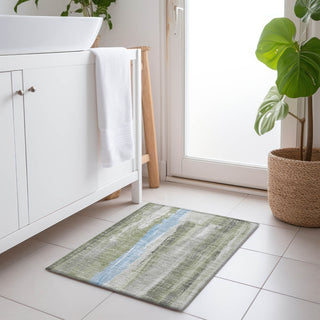 Piper Looms Chantille Abstract ACN1845 Olive Machine Washable Area Rug Scatter Lifestyle Image Feature