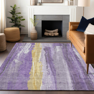 Piper Looms Chantille Abstract ACN1845 Purple Machine Washable Area Rug Lifestyle Image Feature