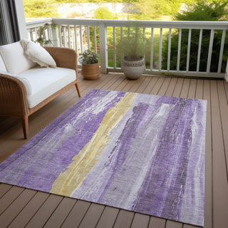 Piper Looms Chantille Abstract ACN1845 Purple Machine Washable Area Rug Outdoor Lifestyle Image Feature