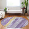 Piper Looms Chantille Abstract ACN1845 Purple Machine Washable Area Rug Round Lifestyle Image Feature