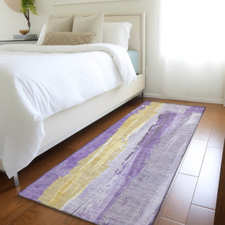 Piper Looms Chantille Abstract ACN1845 Purple Machine Washable Area Rug Runner Lifestyle Image Feature