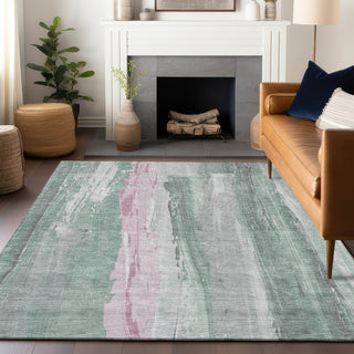 Piper Looms Chantille Abstract ACN1845 Sage Machine Washable Area Rug Lifestyle Image Feature