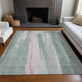 Piper Looms Chantille Abstract ACN1845 Sage Machine Washable Area Rug Lifestyle Image Feature