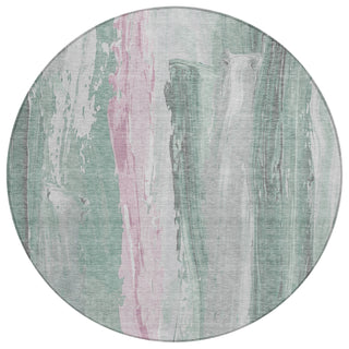 Piper Looms Chantille Abstract ACN1845 Sage Machine Washable Area Rug Round Main Image