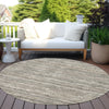 Piper Looms Chantille Stripes ACN1846 Beige Machine Washable Area Rug Round Outdoor Lifestyle Image Feature