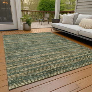 Piper Looms Chantille Stripes ACN1846 Fern Machine Washable Area Rug Outdoor Lifestyle Image Feature