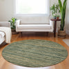Piper Looms Chantille Stripes ACN1846 Fern Machine Washable Area Rug Round Lifestyle Image Feature