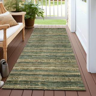Piper Looms Chantille Stripes ACN1846 Fern Machine Washable Area Rug Runner Outdoor Lifestyle Image Feature