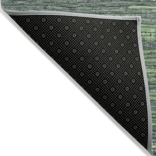 Piper Looms Chantille Stripes ACN1846 Green Machine Washable Area Rug Backing Image