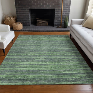 Piper Looms Chantille Stripes ACN1846 Green Machine Washable Area Rug Lifestyle Image Feature