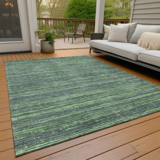Piper Looms Chantille Stripes ACN1846 Green Machine Washable Area Rug Outdoor Lifestyle Image Feature