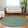 Piper Looms Chantille Stripes ACN1846 Green Machine Washable Area Rug Round Lifestyle Image Feature