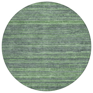 Piper Looms Chantille Stripes ACN1846 Green Machine Washable Area Rug Round Main Image