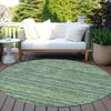 Piper Looms Chantille Stripes ACN1846 Green Machine Washable Area Rug Round Outdoor Lifestyle Image Feature