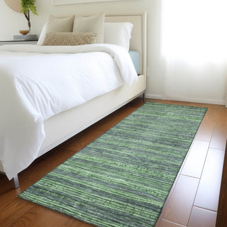 Piper Looms Chantille Stripes ACN1846 Green Machine Washable Area Rug Runner Lifestyle Image Feature