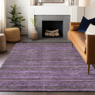 Piper Looms Chantille Stripes ACN1846 Purple Machine Washable Area Rug Lifestyle Image Feature