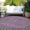 Piper Looms Chantille Stripes ACN1846 Purple Machine Washable Area Rug Round Outdoor Lifestyle Image Feature