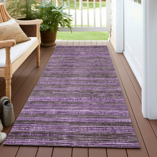 Piper Looms Chantille Stripes ACN1846 Purple Machine Washable Area Rug Runner Outdoor Lifestyle Image Feature