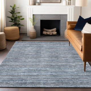 Piper Looms Chantille Stripes ACN1846 Sky Machine Washable Area Rug Lifestyle Image Feature