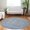 Piper Looms Chantille Stripes ACN1846 Sky Machine Washable Area Rug Round Lifestyle Image Feature