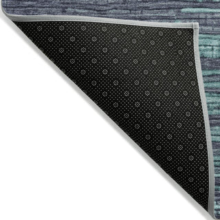 Piper Looms Chantille Stripes ACN1846 Teal Machine Washable Area Rug Backing Image