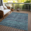 Piper Looms Chantille Stripes ACN1846 Teal Machine Washable Area Rug Outdoor Lifestyle Image Feature