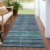 Piper Looms Chantille Stripes ACN1846 Teal Machine Washable Area Rug Runner Outdoor Lifestyle Image Feature