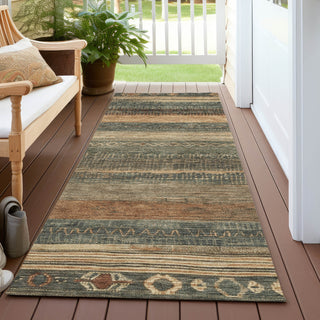 Piper Looms Chantille Aztec ACN1847 Fern Machine Washable Area Rug Runner Outdoor Lifestyle Image Feature