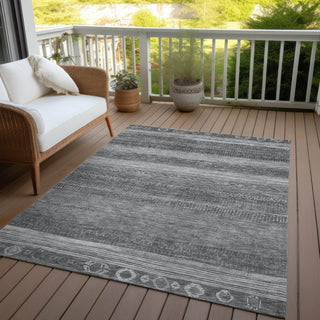 Piper Looms Chantille Aztec ACN1847 Gray Machine Washable Area Rug Outdoor Lifestyle Image Feature