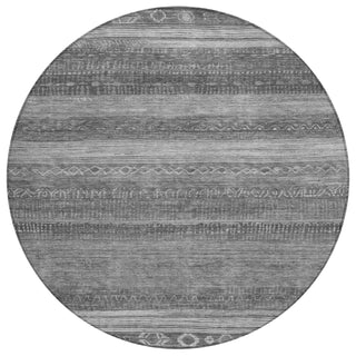 Piper Looms Chantille Aztec ACN1847 Gray Machine Washable Area Rug Round Main Image
