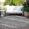 Piper Looms Chantille Aztec ACN1847 Gray Machine Washable Area Rug Round Outdoor Lifestyle Image Feature