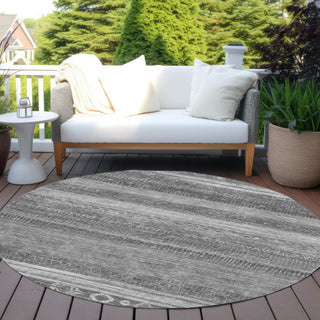 Piper Looms Chantille Aztec ACN1847 Gray Machine Washable Area Rug Round Outdoor Lifestyle Image Feature