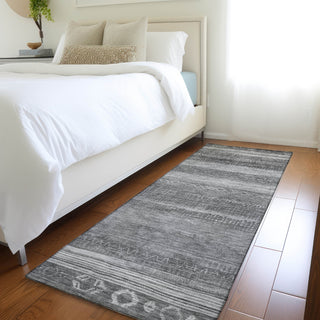 Piper Looms Chantille Aztec ACN1847 Gray Machine Washable Area Rug Runner Lifestyle Image Feature