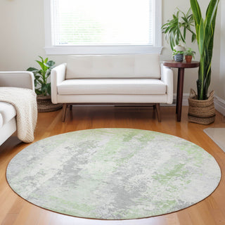 Piper Looms Chantille Abstract ACN1848 Aloe Machine Washable Area Rug Round Lifestyle Image Feature