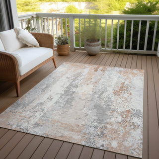 Piper Looms Chantille Abstract ACN1848 Coral Machine Washable Area Rug Outdoor Lifestyle Image Feature