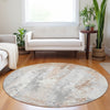 Piper Looms Chantille Abstract ACN1848 Coral Machine Washable Area Rug Round Lifestyle Image Feature