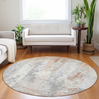 Piper Looms Chantille Abstract ACN1848 Coral Machine Washable Area Rug Round Lifestyle Image Feature