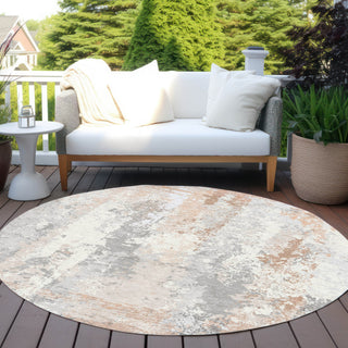 Piper Looms Chantille Abstract ACN1848 Coral Machine Washable Area Rug Round Outdoor Lifestyle Image Feature