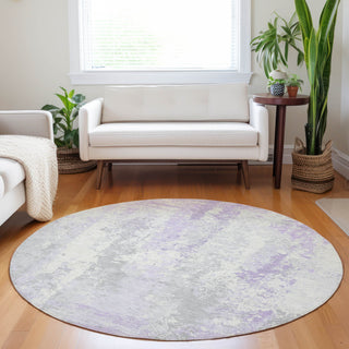 Piper Looms Chantille Abstract ACN1848 Lavender Machine Washable Area Rug Round Lifestyle Image Feature