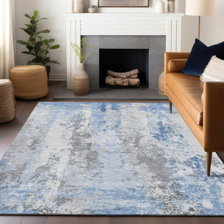 Piper Looms Chantille Abstract ACN1848 Sky Machine Washable Area Rug Lifestyle Image Feature