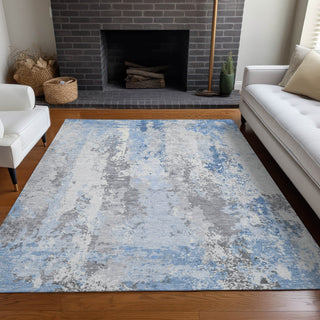 Piper Looms Chantille Abstract ACN1848 Sky Machine Washable Area Rug Lifestyle Image Feature
