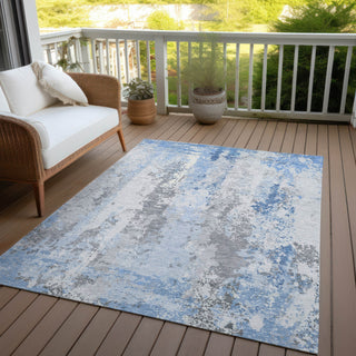 Piper Looms Chantille Abstract ACN1848 Sky Machine Washable Area Rug Outdoor Lifestyle Image Feature