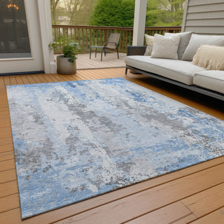 Piper Looms Chantille Abstract ACN1848 Sky Machine Washable Area Rug Outdoor Lifestyle Image Feature
