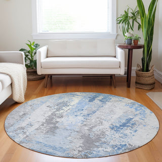 Piper Looms Chantille Abstract ACN1848 Sky Machine Washable Area Rug Round Lifestyle Image Feature
