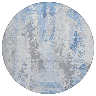 Piper Looms Chantille Abstract ACN1848 Sky Machine Washable Area Rug Round Main Image
