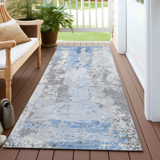 Piper Looms Chantille Abstract ACN1848 Sky Machine Washable Area Rug Runner Outdoor Lifestyle Image Feature