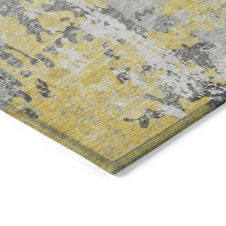 Piper Looms Chantille Abstract ACN1848 Yellow Machine Washable Area Rug Corner Image