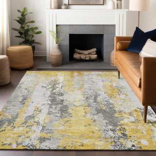 Piper Looms Chantille Abstract ACN1848 Yellow Machine Washable Area Rug Lifestyle Image Feature