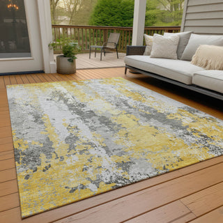Piper Looms Chantille Abstract ACN1848 Yellow Machine Washable Area Rug Outdoor Lifestyle Image Feature